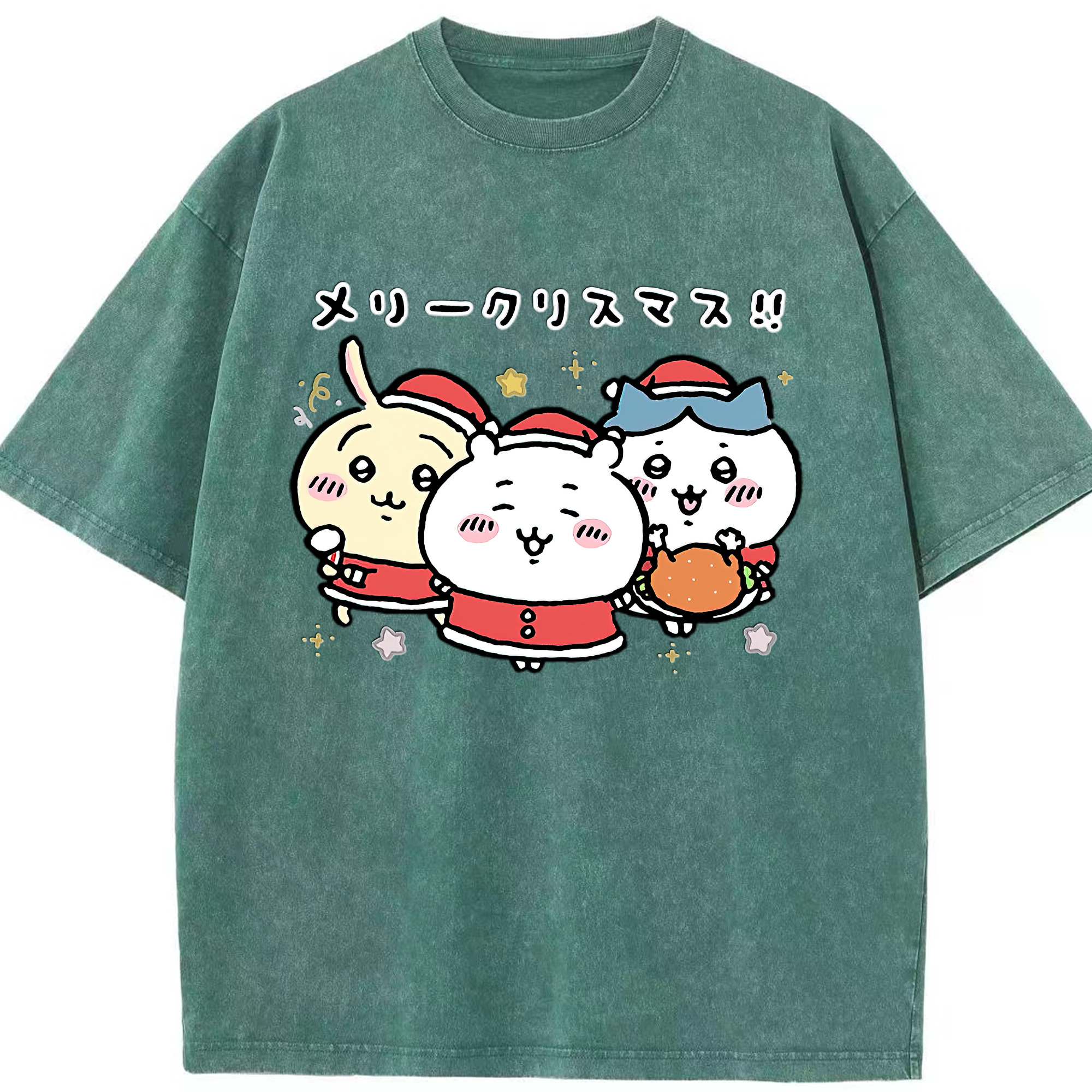 （画像用） ちいかわ ハチワレ Chii-kawa hachiware 綿100% ヴィンテージ風 半袖Tシャツ（フロントプリント）